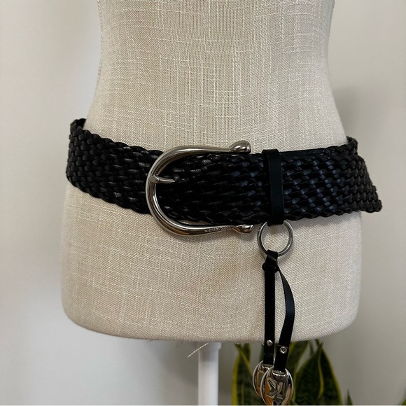 Michael Kors Braided Leather Black With MK Charms Women’s Belt Size L main image 9